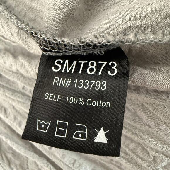 POL Cotton Lace Button Front Tunic Top Gray | Peasant Boho Blouse | Small - Picture 7 of 12